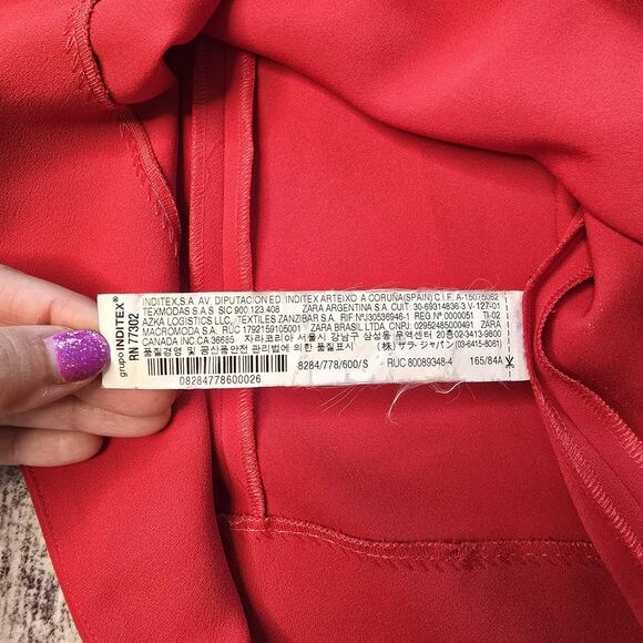 Zara Woman Sleeveless Blouse Womens Small Lipstick Red High Neck Top Modern Work - Picture 4 of 11